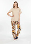 Beige Cotton T-Shirt Pajamas Set