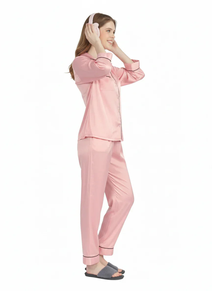 Blush Pink Armani Satin Soft Luxury Nightsuit