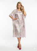 Chic Pastel Heart Print Satin Kaftan Dress