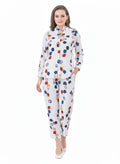 White Multicolor Dot Confetti Abstract Chiffon Co-Ord Set