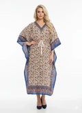 Blue Paisley Print Modest Kaftan Dress