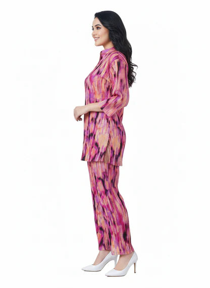 Fusion Ikat Print Kurti Modest Co-Ord Set