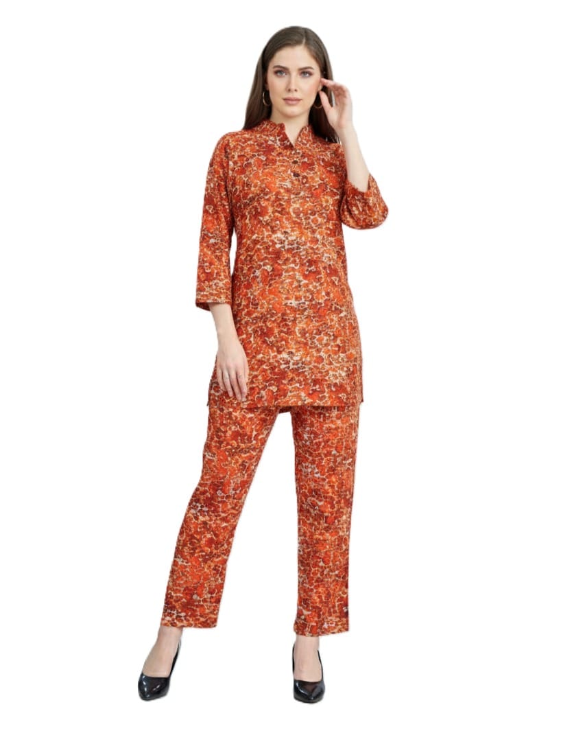 Amber Earth Abstract Kurti Co-Ord Set