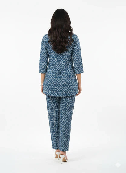 Indigo Tapestry Print Kurti Co-Ord Set