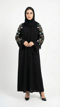 Obsidian Noir Hand-Embroidered Luxury Abaya