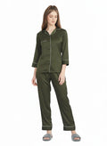 Olive Green Armani Satin Premium Nightsuit
