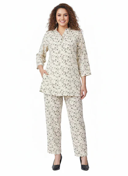 Opal Bloom Printed Kurti Co-Ord Set in Imported Chiffon