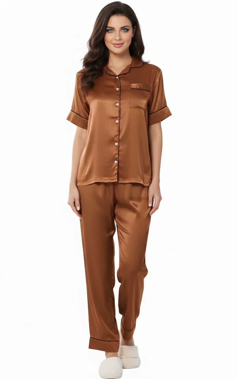 Bronze Italian Satin Premium Nightsuit