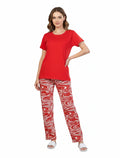 Red Swirl Print T-Shirt Pajamas Comfort Set