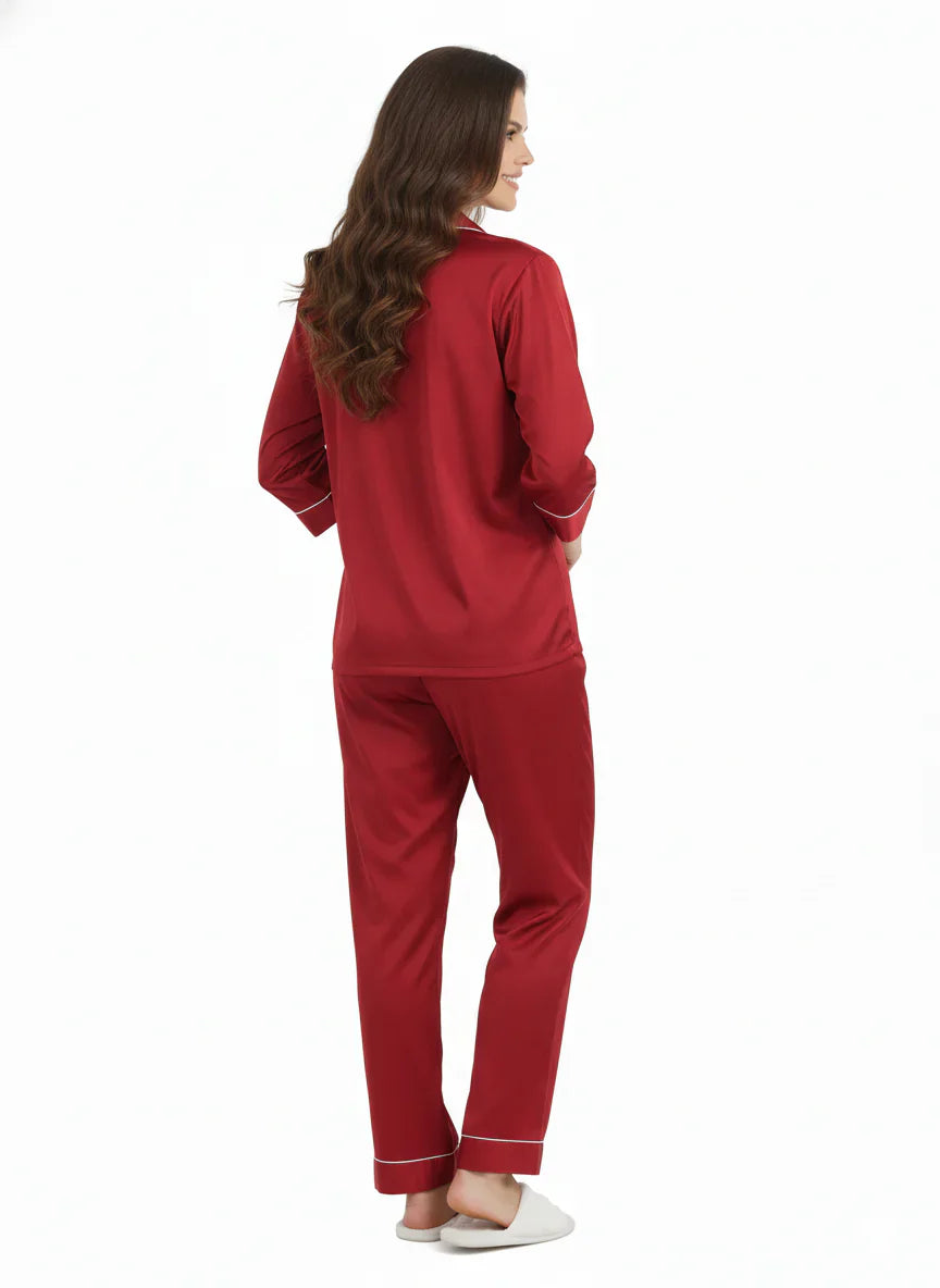Ruby Red Armani Satin Elegant Nightsuit