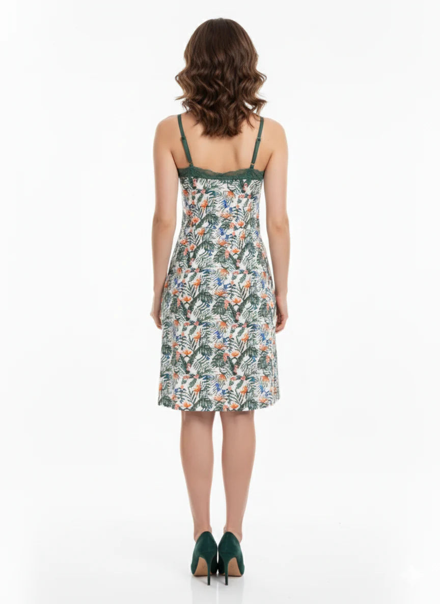Tropical Print Viscose Night Slip