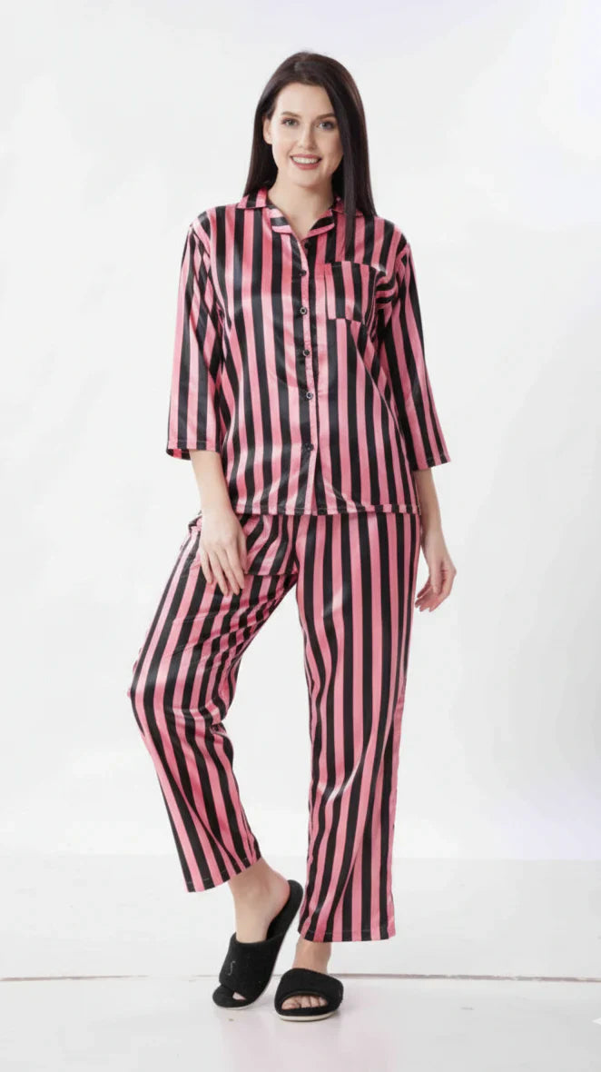 Venetian Stripe Italian Satin Nightsuit