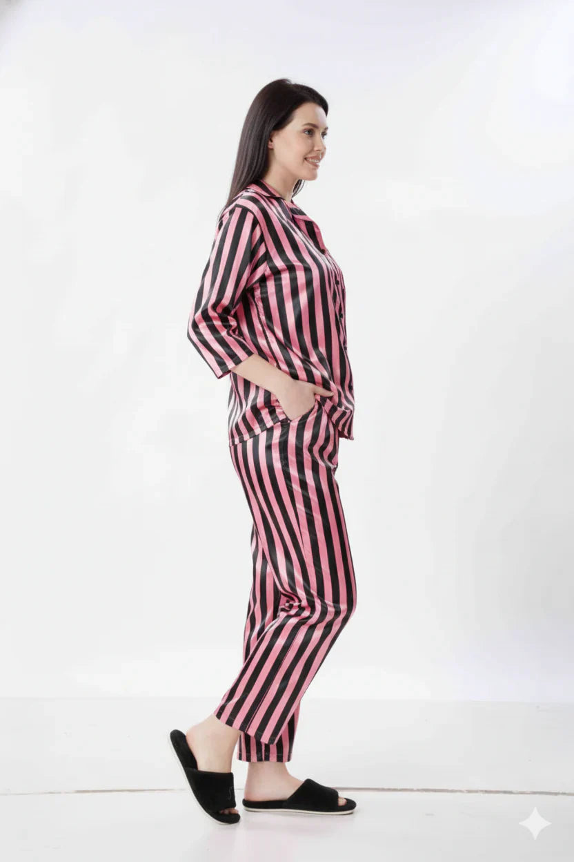 Venetian Stripe Italian Satin Nightsuit