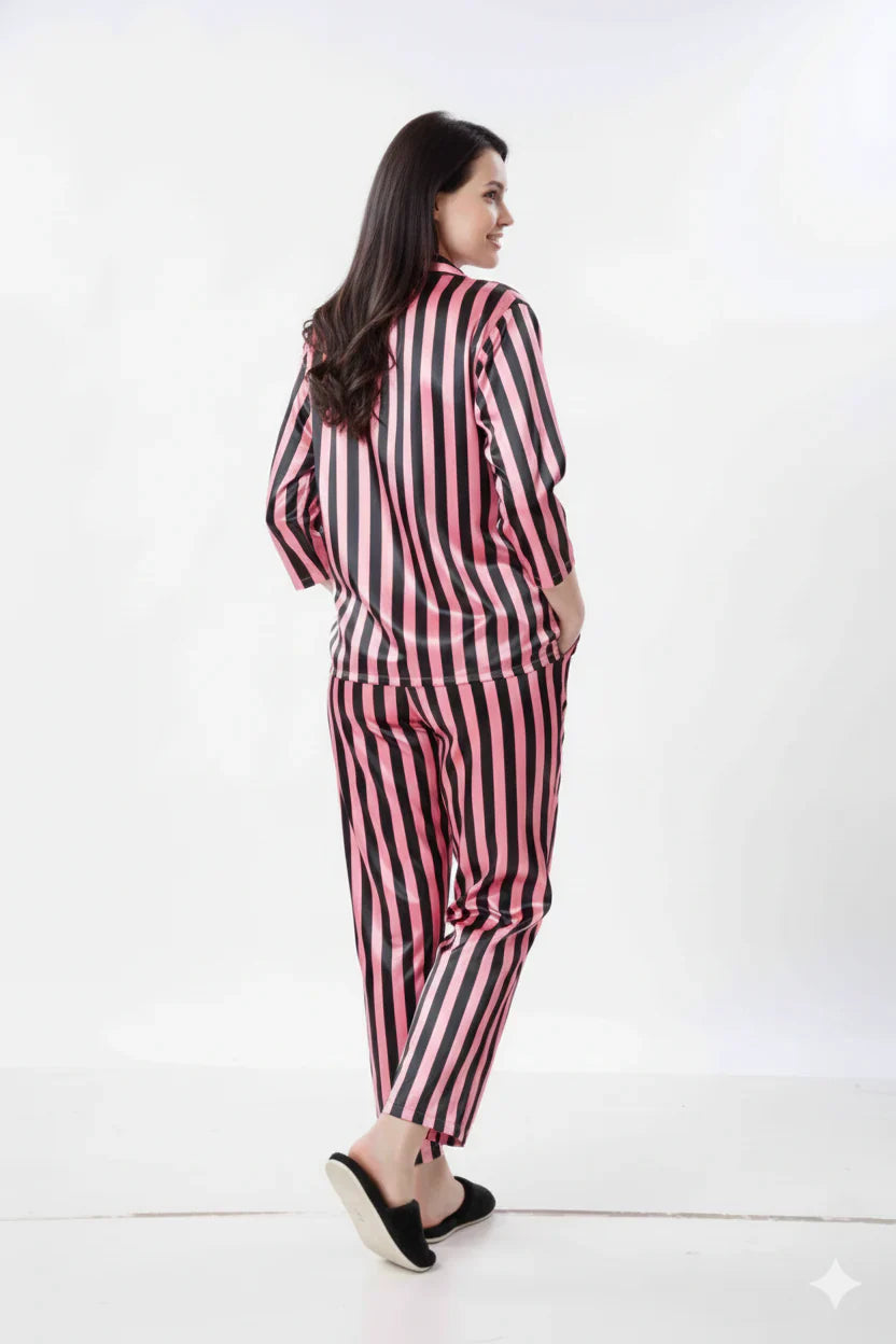 Venetian Stripe Italian Satin Nightsuit